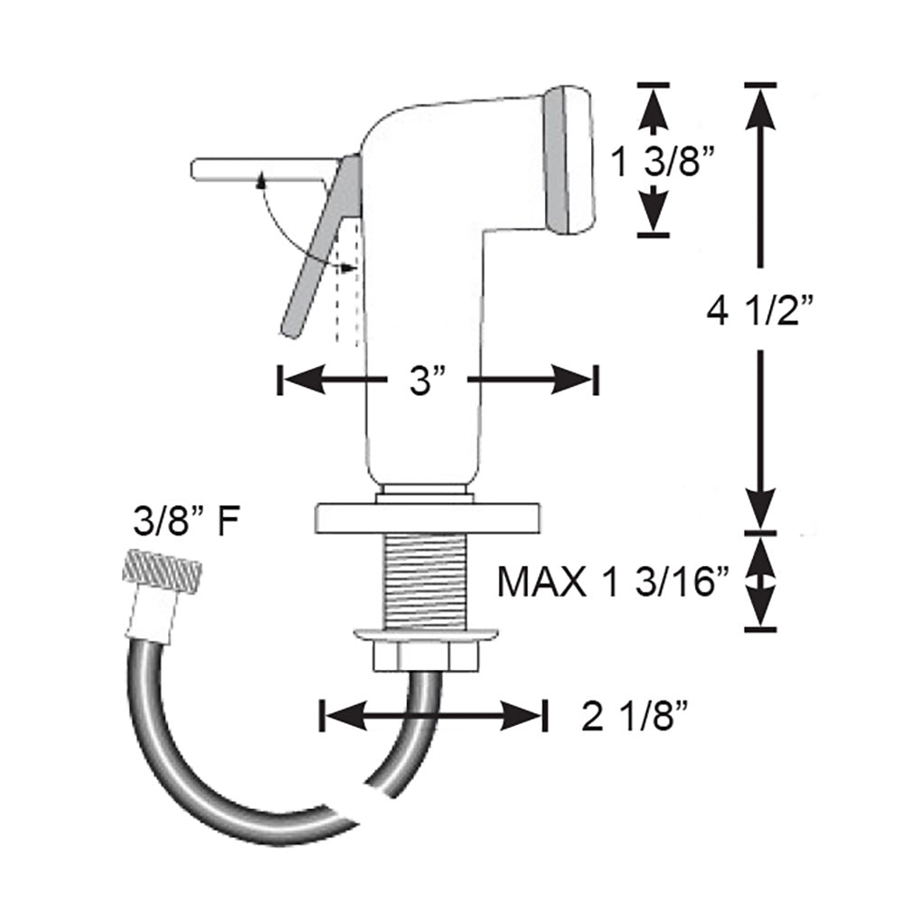 Scandvik Straight Handle Pull Out Sprayer  White w6 Hose 10196P