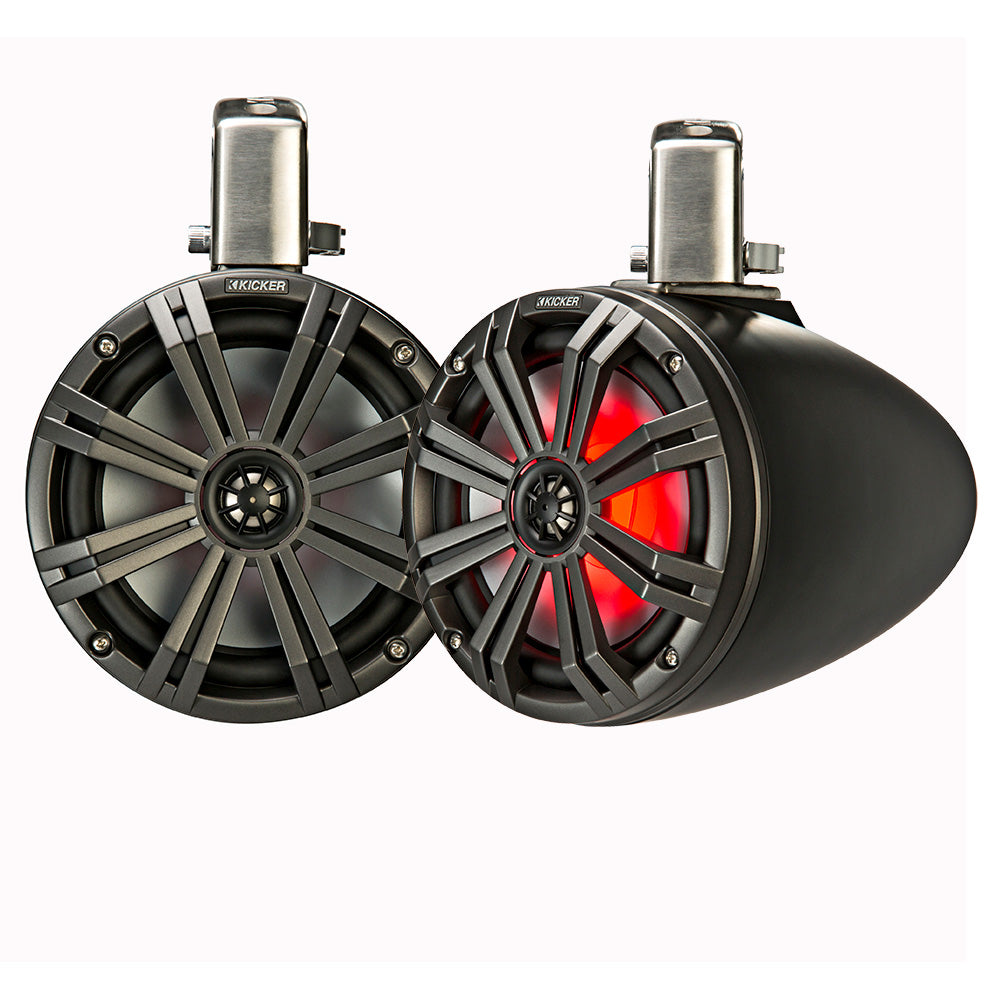 KICKER KMTC8 8 LED Coaxial Tower System  Black wCharcoal Grille 45KMTC8