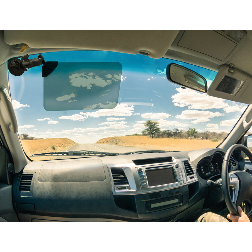 RAM Mount Suction Cup Mount wDark Green Sun Visor  50 Tint RAMB166326VISG1U