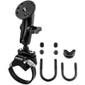 RAM Mount Strap Clamp Roll Bar Mount wStandard Length Double Socket Arm  25 Round Base w1420 Male Threaded Post