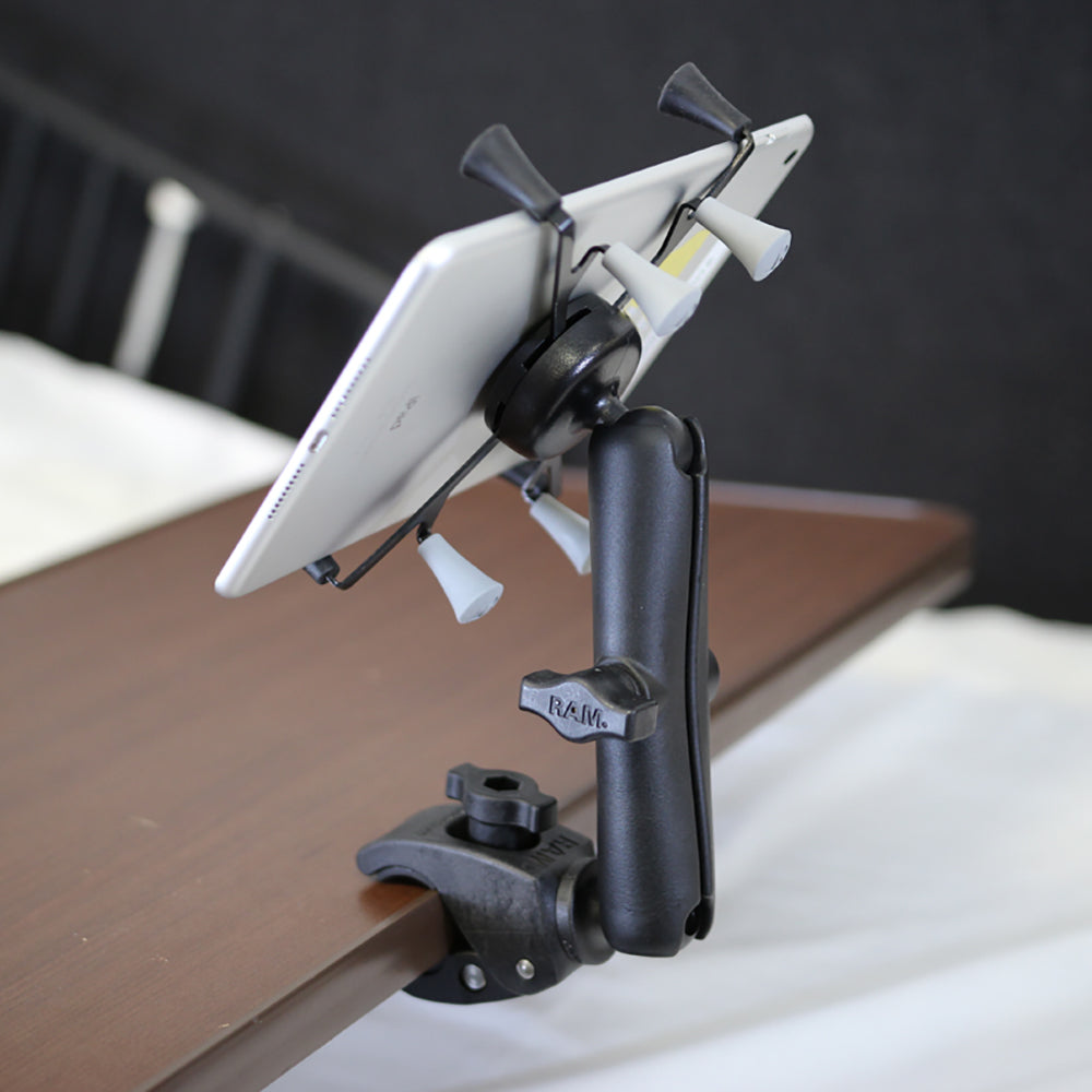 RAM Mount ToughClaw Base wLong Double Socket Arm  Universal XGrip Cradle w1 Ball f7 Tablets RAMB400CUN8U