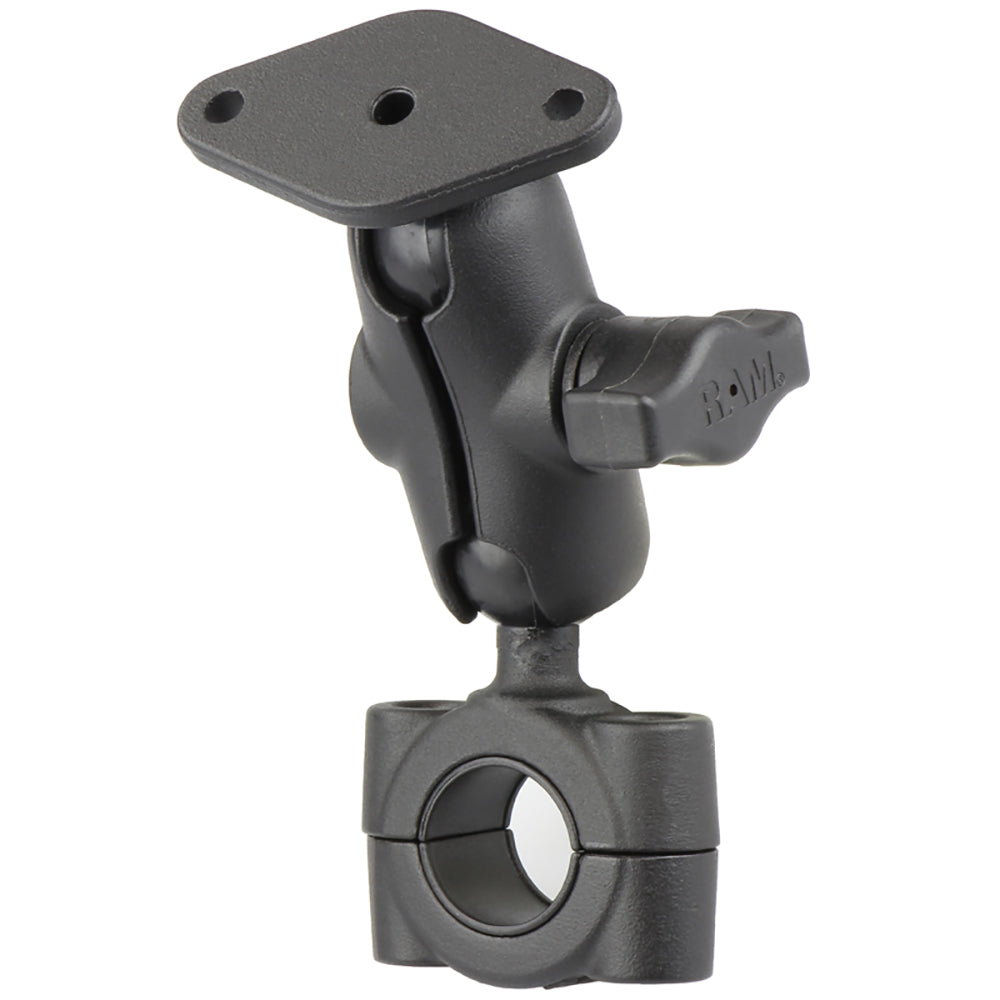 RAM Mount RAM Torque 34  1 Diameter HandlebarRail Base with 1 Ball SHORT Arm and Diamond Plate RAMB408751A238U
