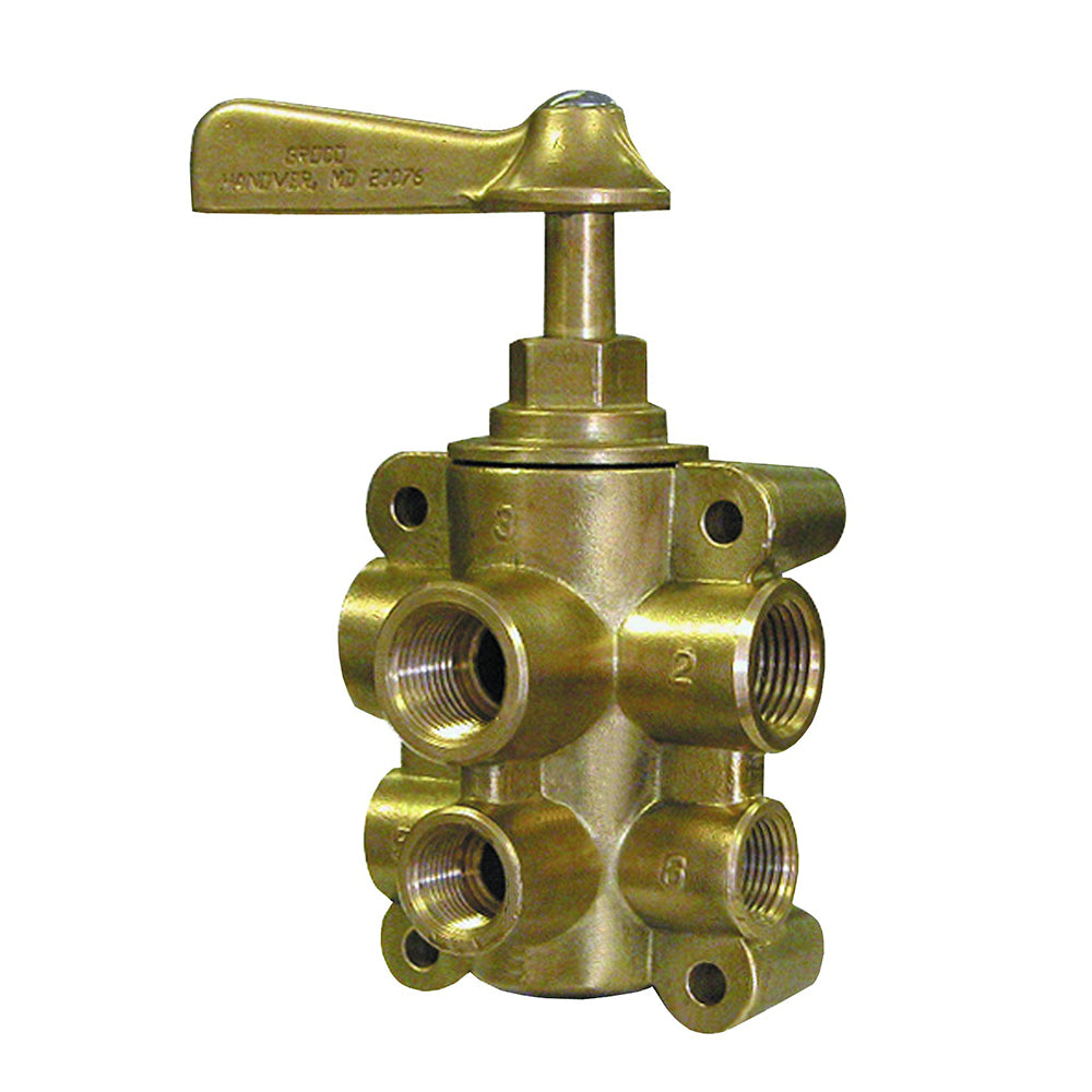 GROCO 6Port NPT Bronze Fuel Valve 12 Main  38 Return FV65038