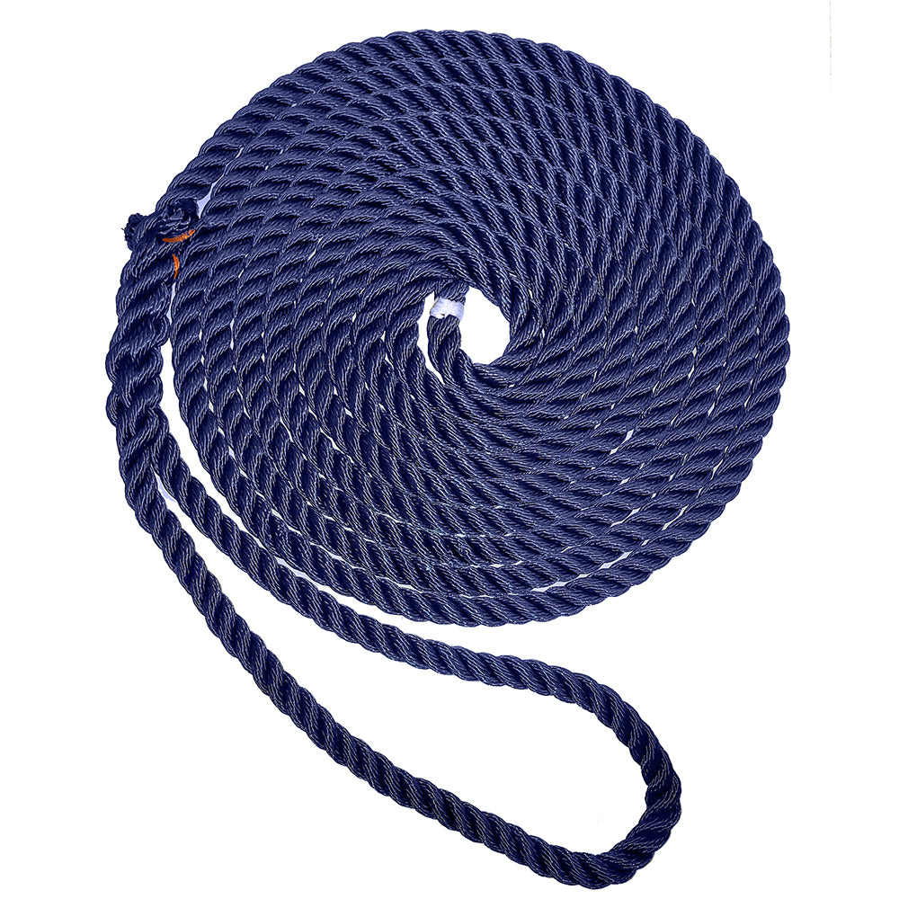 New England Ropes 38 Premium 3Strand Dock Line  Navy Blue  25 C60531200025