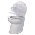 Jabsco Deluxe Flush 14 Angled Back 12V Freshwater Electric Marine Toilet wSolenoid Valve  Soft Close Lid 580603012