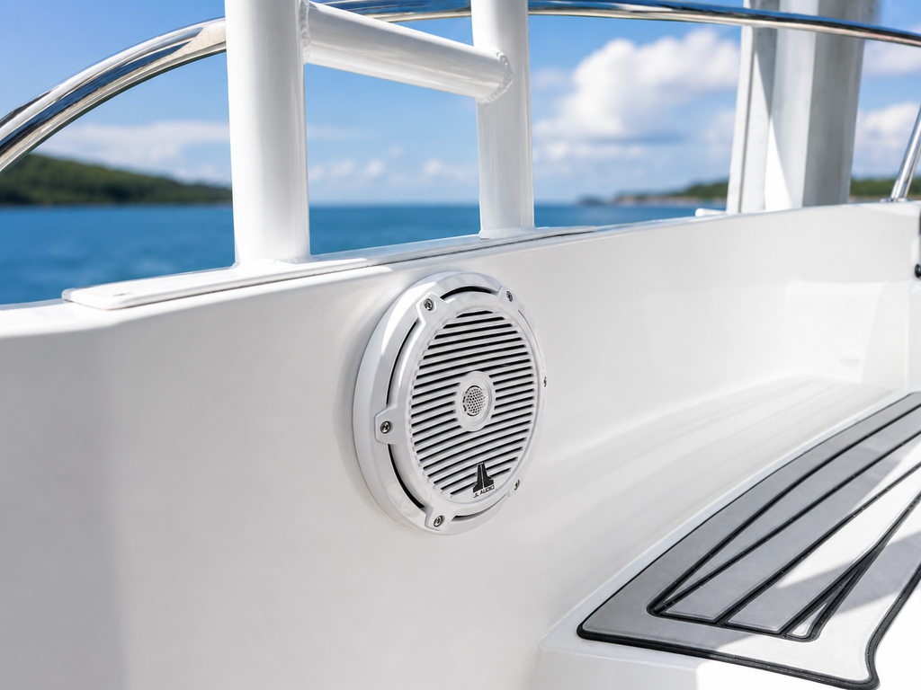 JL Audio M3 Marine Audio Bundle w/ Fusion MS-RA210, 4 M3 Speakers, XDM700/5 Amp & 10" Subwoofer