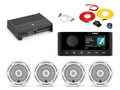 JL Audio Marine Bundle | Fusion MS-RA210, JL XDM400/4, 4 JL M3-6.5” Speakers + 10’ Wiring Kit