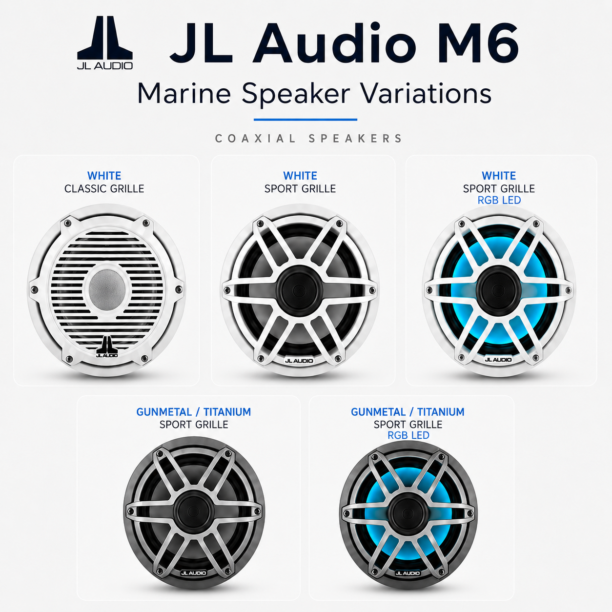 JL Audio M6 Marine Audio Bundle w/ Fusion Apollo MS-RA770, 4 M6 Speakers & XDM600/6 Amp