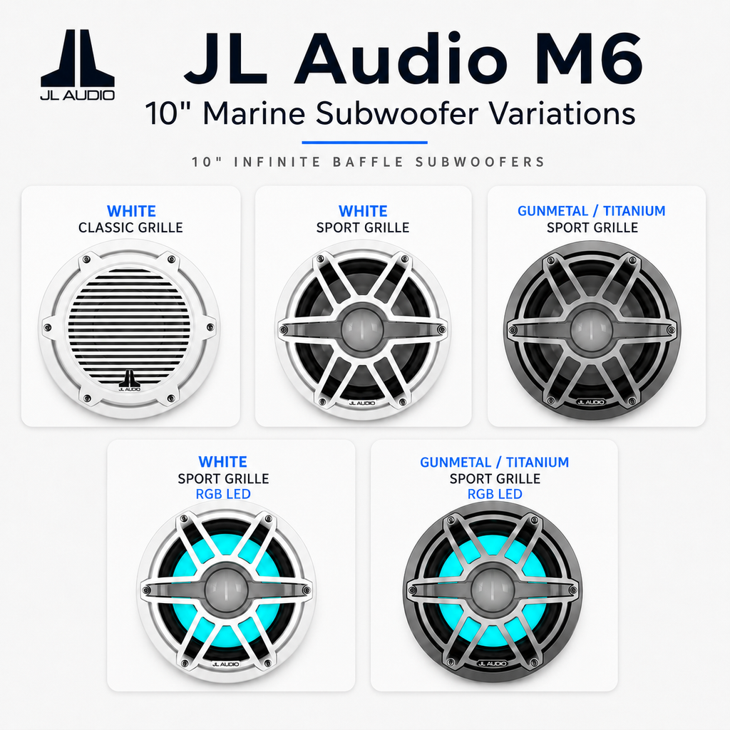 JL Audio M6 Marine Audio Bundle w/ Fusion Apollo MS-RA770, 6 M6 Speakers, 10" M6 Sub & XDM800/8 Amp